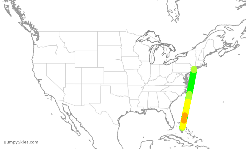 Turbulence forecast map for DAL1918, NAS to JFK