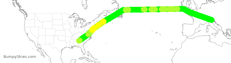 Turbulence forecast map for DAL192, ATL to VCE
