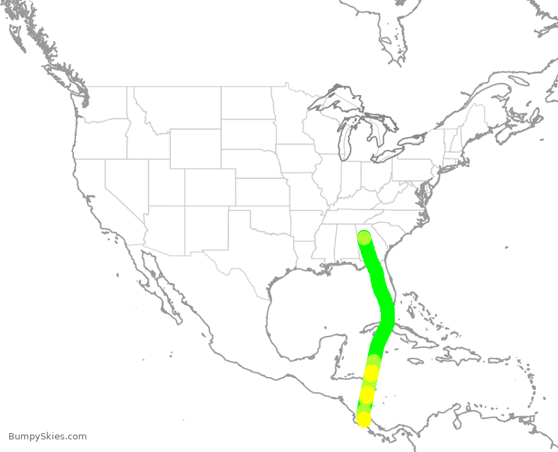 Turbulence forecast map for DAL1937, ATL to ROC