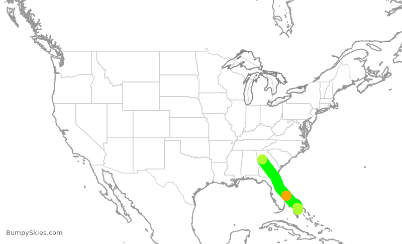 Turbulence forecast map for DAL1938, ATL to NAS