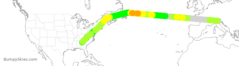 Turbulence forecast map for DAL193, VCE to ATL