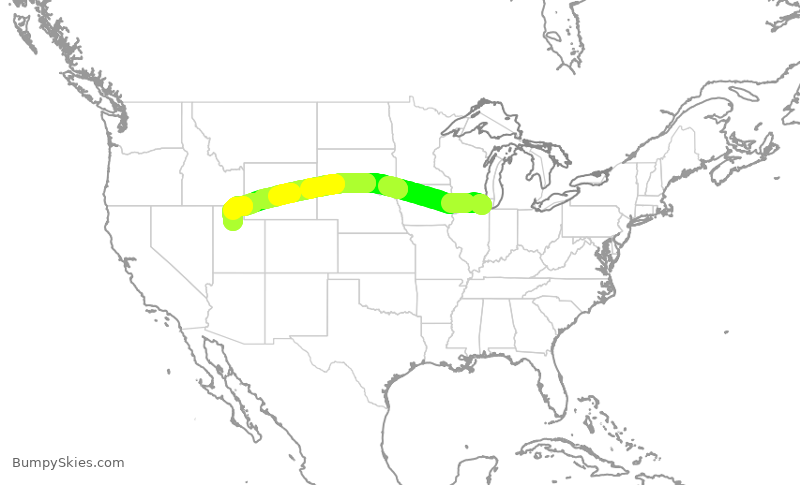 Turbulence forecast map for DAL1940, ORD to SLC