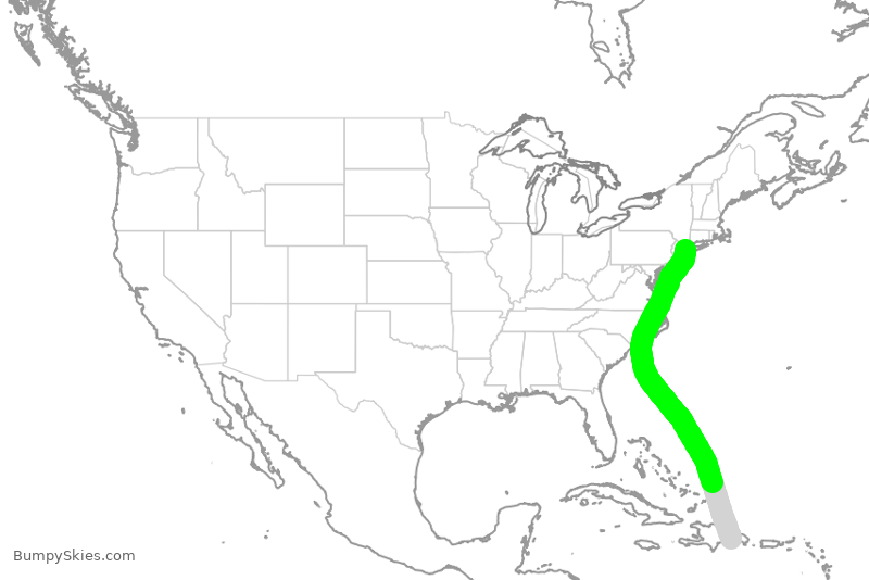 Turbulence forecast map for DAL1942, DSD to JFK