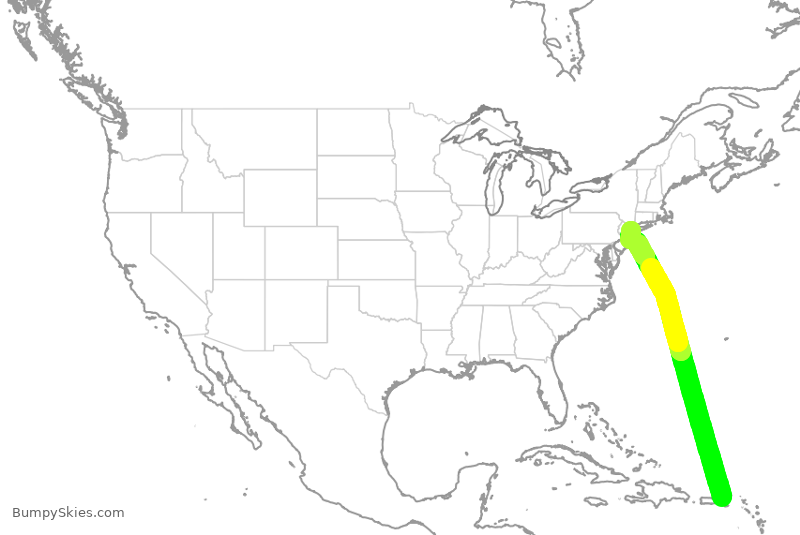 Turbulence forecast map for DAL1950, IST to JFK