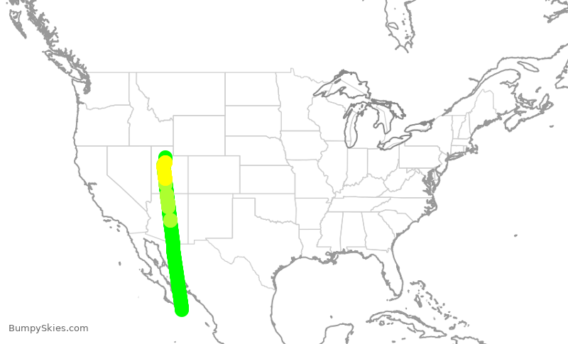 Turbulence forecast map for DAL1951, SJD to SLC