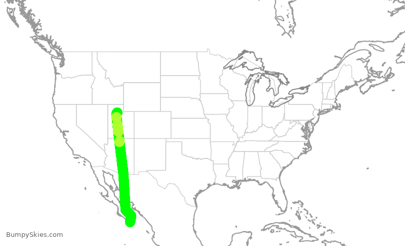 Turbulence forecast map for DAL1952, SLC to SJD