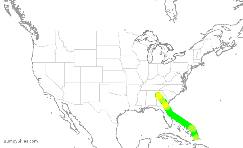 Turbulence forecast map for DAL1959, BPV to ATL
