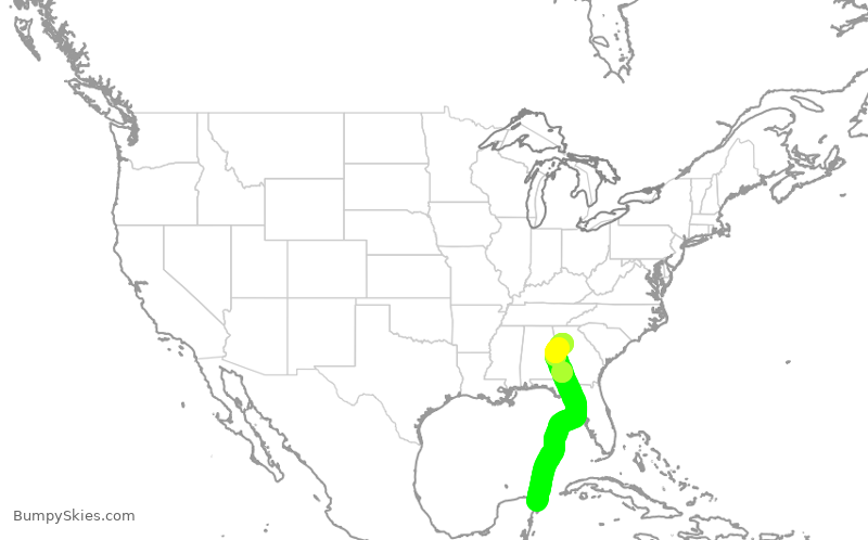 Turbulence forecast map for DAL1962, MUN to ATL