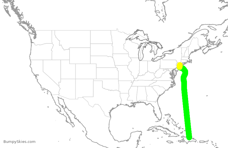 Turbulence forecast map for DAL1969, STI to JFK