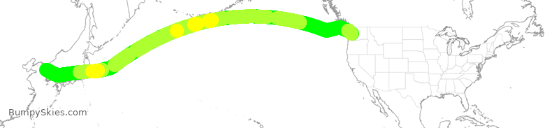 Turbulence forecast map for DAL197, SEA to ICN