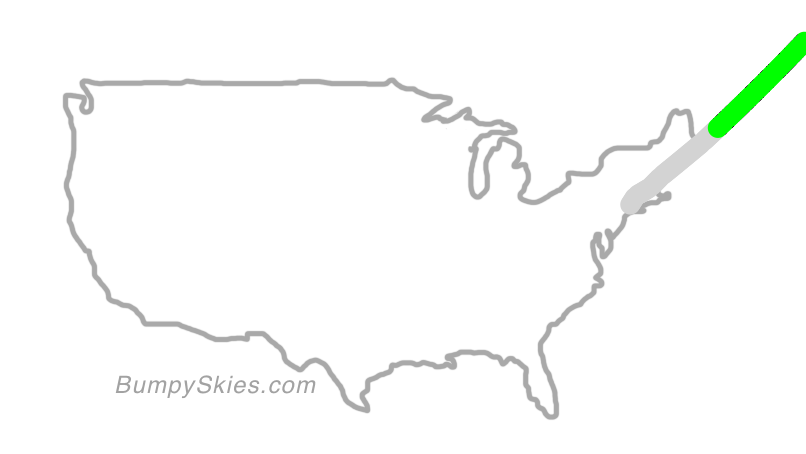 Map of continental US with illustrated flight path and turbulence forecast (described in text below)