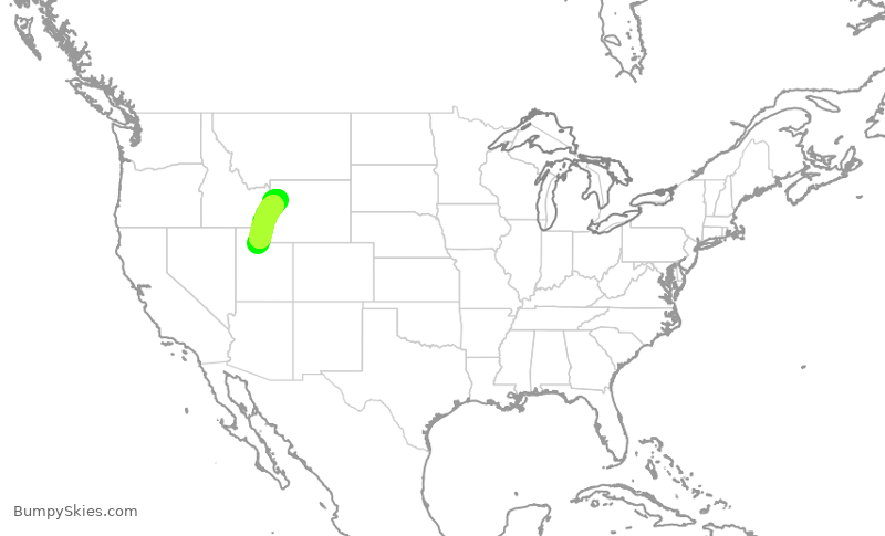 Turbulence forecast map for DAL2008, SLC to JAC