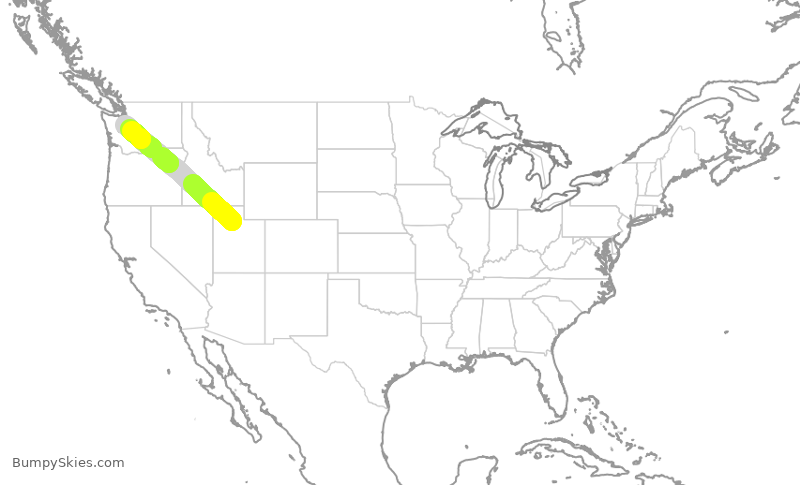 Turbulence forecast map for DAL2016, SLC to SEA