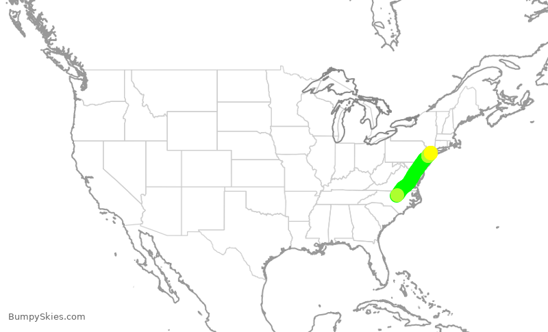 Turbulence forecast map for DAL2017, RDU to LGA