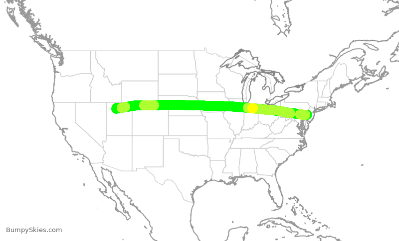 Turbulence forecast map for DAL2022, SLC to PHL