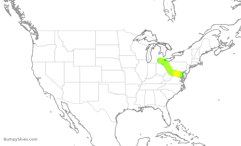 Turbulence forecast map for DAL2030, DTW to DCA