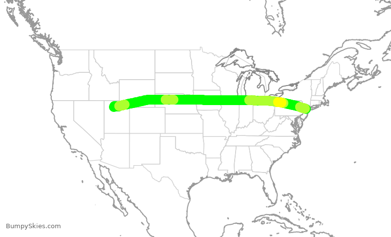 Turbulence forecast map for DAL2033, SLC to EWR