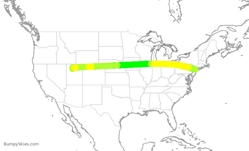 Turbulence forecast map for DAL2038, SLC to EWR