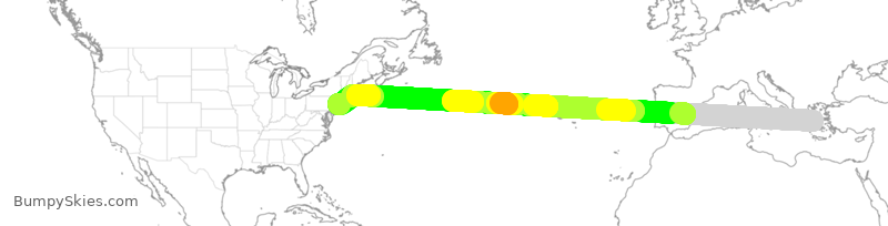 Turbulence forecast map for DAL203, GAV to JFK