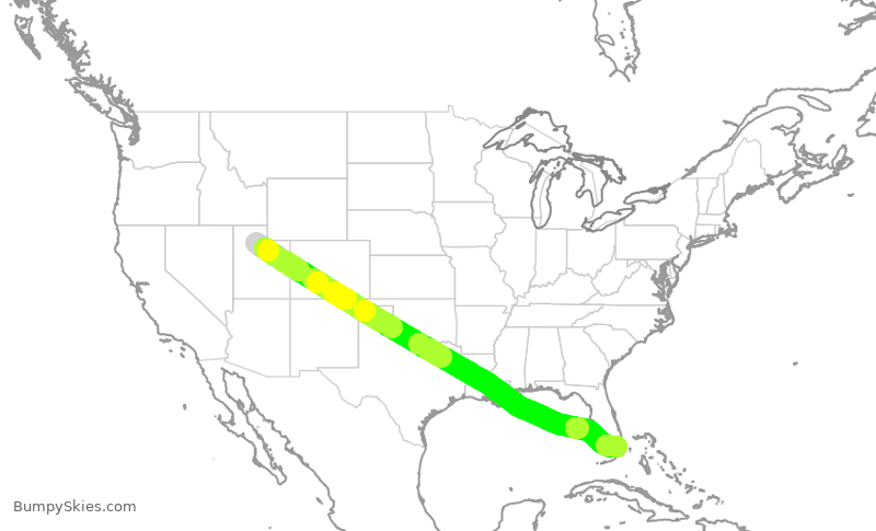 Turbulence forecast map for DAL2040, SLC to MIA