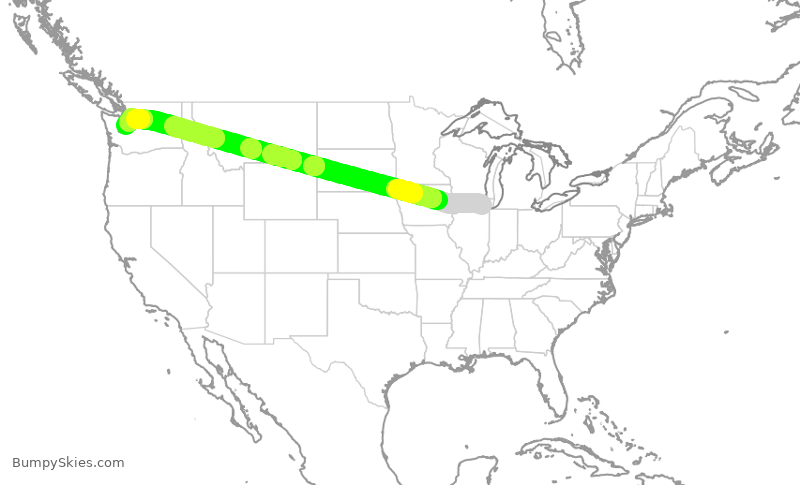 Turbulence forecast map for DAL2041, ORD to SEA