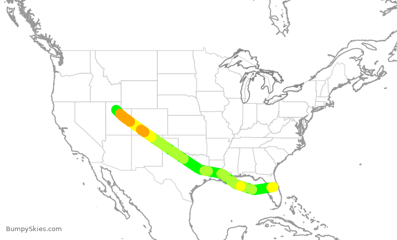 Turbulence forecast map for DAL2044, MCO to SLC