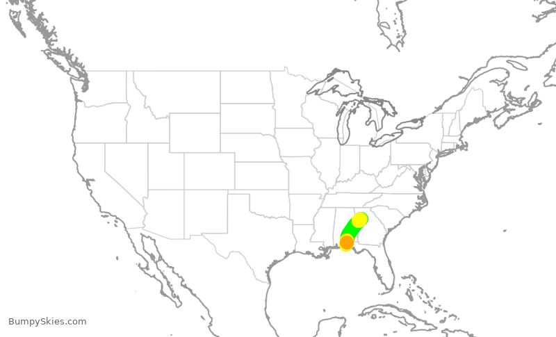 Turbulence forecast map for DAL2048, VPS to ATL
