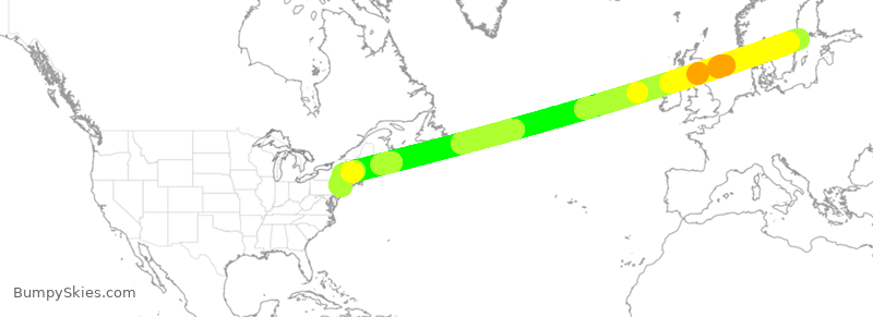 Turbulence forecast map for DAL205, SSA to JFK