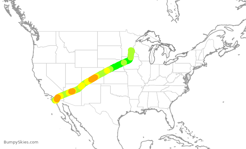 Turbulence forecast map for DAL2061, SAN to MSP