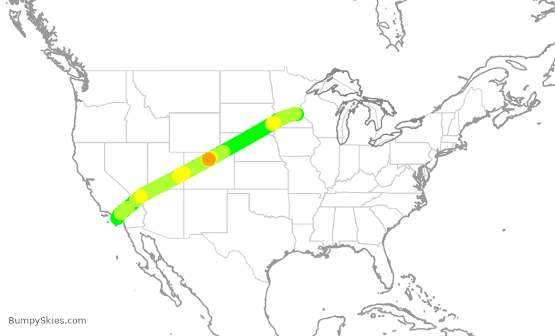 Turbulence forecast map for DAL2061, SNA to MSP