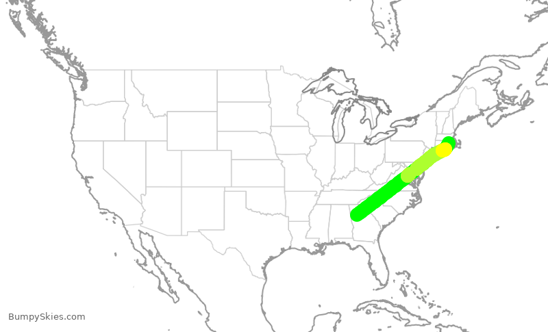 Turbulence forecast map for DAL2064, ATL to PVD