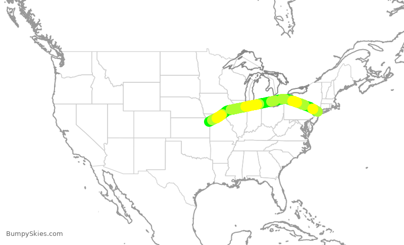 Turbulence forecast map for DAL2068, LGA to MCI