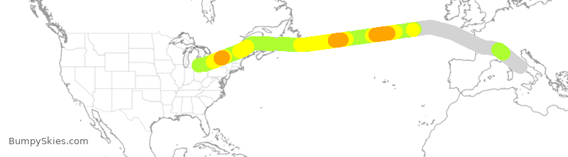 Turbulence forecast map for DAL206, DTW to FCO
