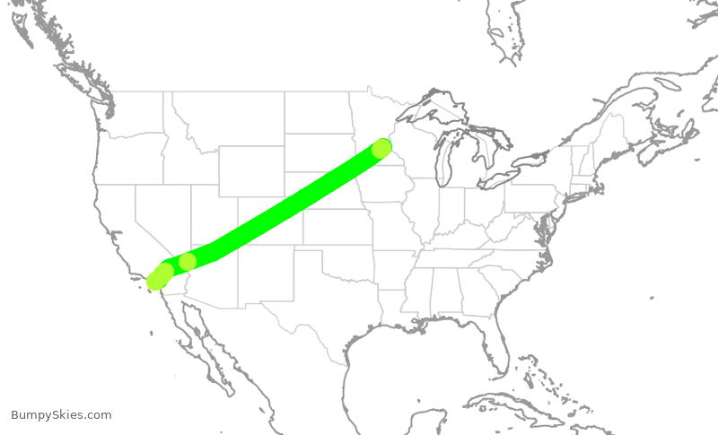 Turbulence forecast map for DAL2081, MSP to SNA