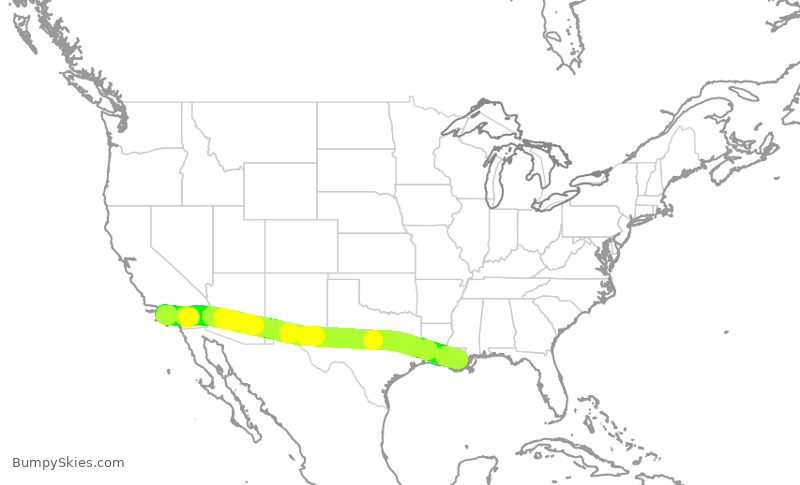 Turbulence forecast map for DAL2096, LAX to MSY