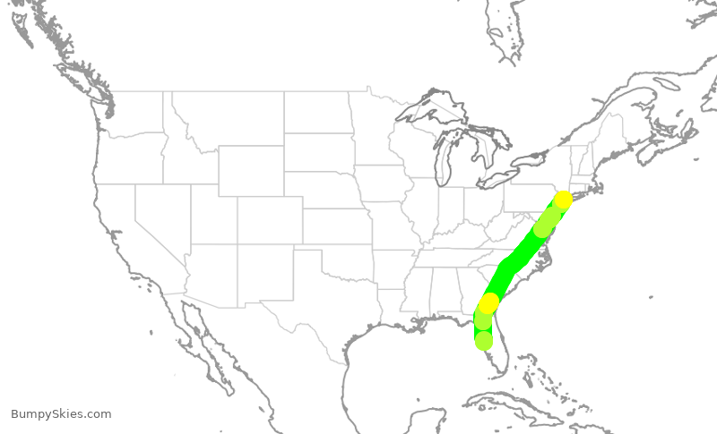 Turbulence forecast map for DAL2106, TPA to LGA