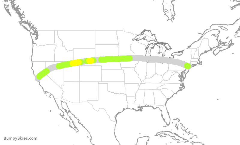Turbulence forecast map for DAL2112, SFO to JFK