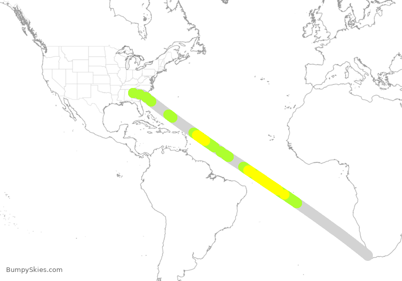 Turbulence forecast map for DAL211, CPT to ATL