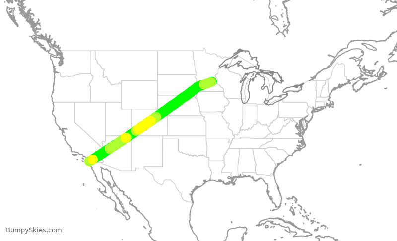 Turbulence forecast map for DAL2121, SAN to MSP