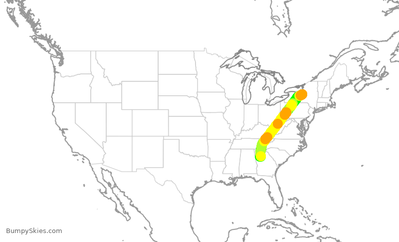 Turbulence forecast map for DAL2123, ATL to SYR