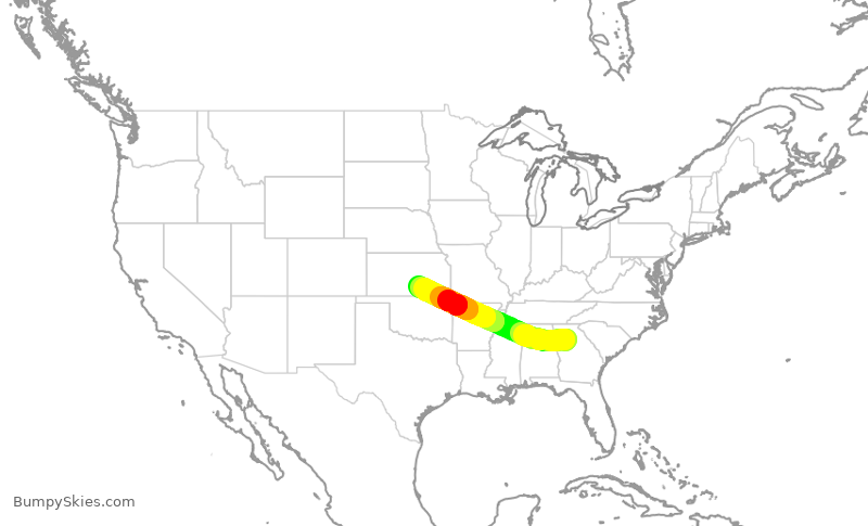 Turbulence forecast map for DAL2128, ATL to ICT