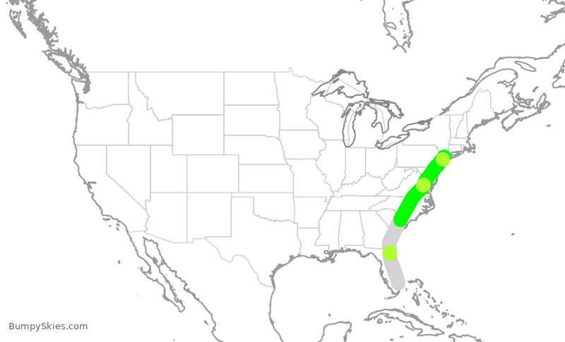 Turbulence forecast map for DAL2133, FLL to LGA
