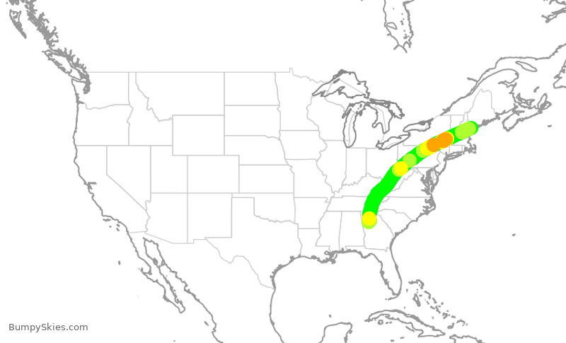 Turbulence forecast map for DAL2138, ATL to PWM