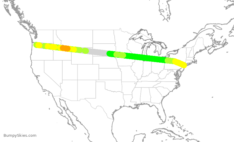 Turbulence forecast map for DAL2139, PDX to JFK