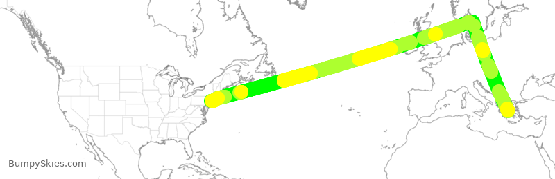 Turbulence forecast map for DAL213, GAV to JFK