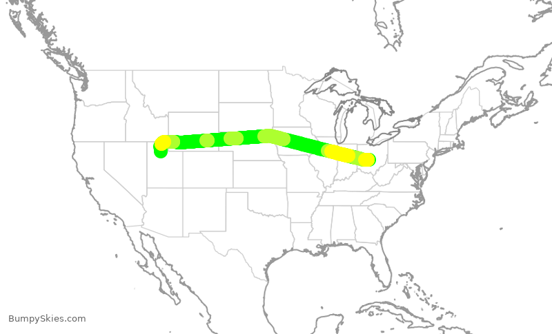 Turbulence forecast map for DAL2142, CMH to SLC