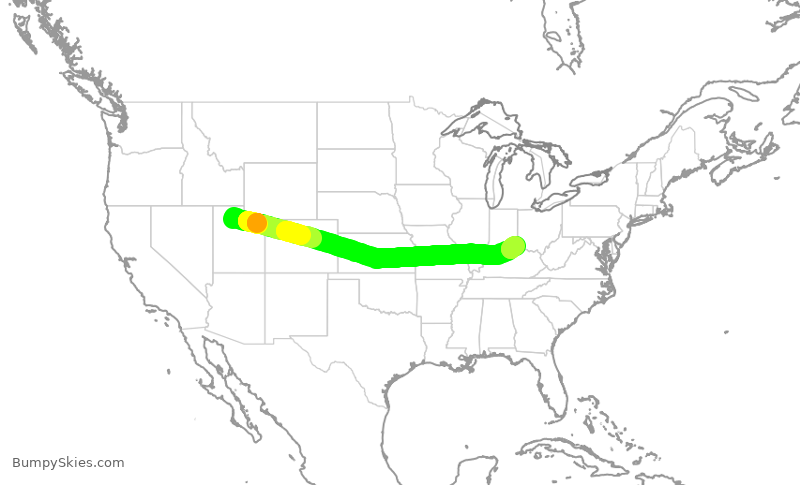 Turbulence forecast map for DAL2149, SLC to CVG