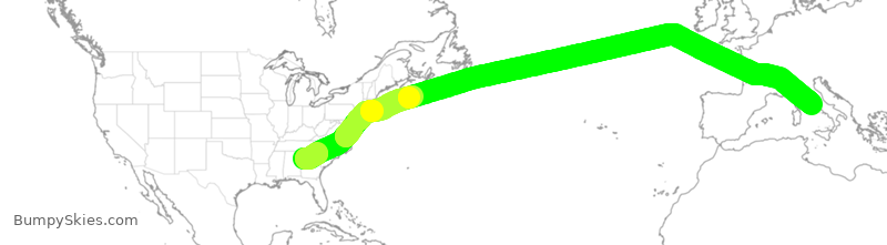 Turbulence forecast map for DAL214, ATL to FCO