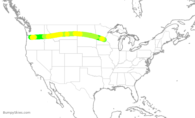 Turbulence forecast map for DAL2151, MSP to PDX