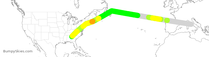 Turbulence forecast map for DAL215, IRF to ATL